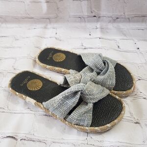 Nalho Canvas Hemp Espadrille Slide Sandals Twist Open Toe Baby Blue Womens 6.5-7